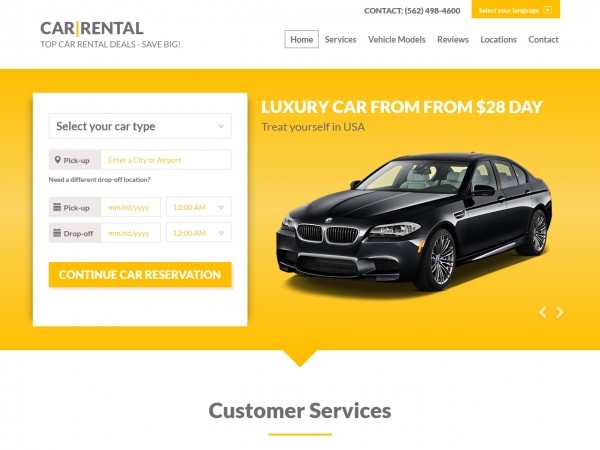 Бесплатный HTML шаблон сайта по прокату автомобилей